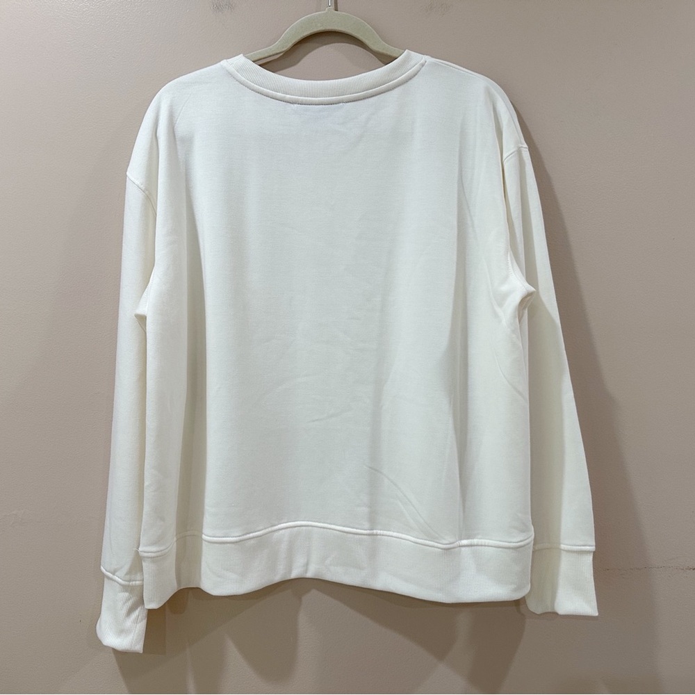 New Jane and Delancey Women L White Sweatshirt Heart Rhinestone Love Valentine’s - Picture 2 of 6